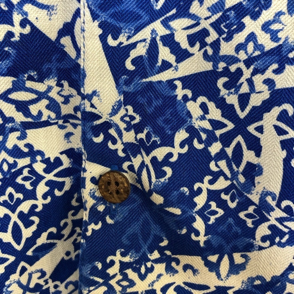Island Republic Aloha Silk Button Shirt Hawaiian Shirt Blue Men's Size: Large‎ - Picture 6 of 9